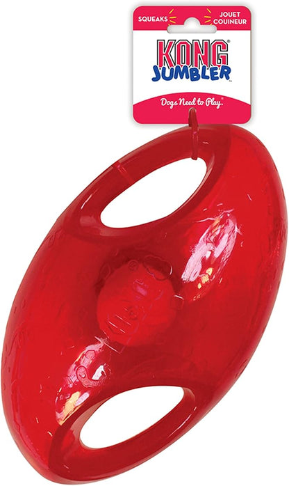 KONG Jumbler Football - Interactive Dog Toy for Dog & Puppy Playtime - Fetch Toy with Tennis Ball - Dog Supplies for Engaging Play (Large/Extra Large)