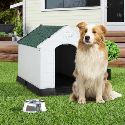 BestPet Dog House Indoor Outdoor Insulated Kennel Durable Plastic Dog House for Small Medium Large Dogs Weather & Water Resistant Pet Crate with Air Vents and Elevated Floor