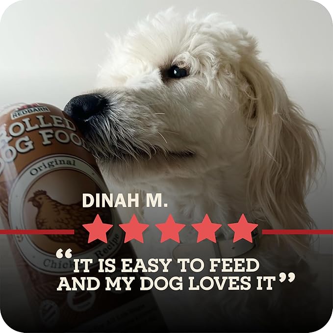 Redbarn Pet Products Premium Rolled Dog Food, Semi-Moist, Beef Recipe - High Protein Full Feed, Topper, Training Treat, or Pill Pouch - Balanced Meal with Functional Ingredients - 4 lb, 8 Rolls