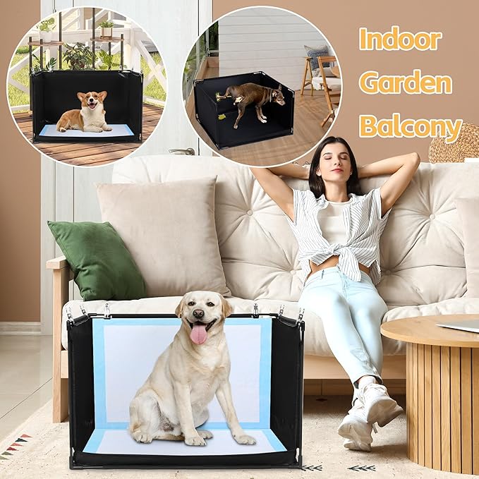 HOMBYS Dog Pee Pad Holder with High Walls, No-Spill Indoor Potty for Large Dogs, Foldable Puppy Litter Box, Patent Pending (25.2" Lx21.3 Wx15.7 H)