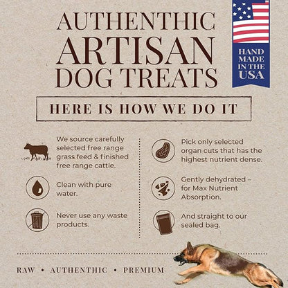 Benjamin's Cattle Single Ingredient - Organic Grass FED & Finished Beef Liver Dog Treats - Hand Made Dog Treats - Healty Dog Chews - Treats for Dogs Made in USA -5oz
