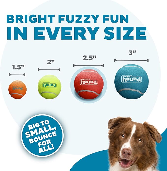 Outward Hound Squeaker Ballz – Squeaky Tennis Balls for Dogs Under 50 lbs, Interactive Dog Toy for Fetch & Training, Medium (2.5"), 6‑Pack