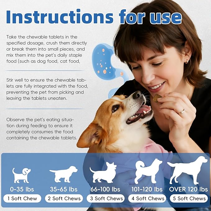 Probiotics Dog Allery Chews for Dogs, Improve Itchy Skin Itchy Ears, Yeast Balance, Gut Health, Probiotics (10 Billion CFU) for Dog Immune Health & Allergy Relief Chews + Vitamins Blend