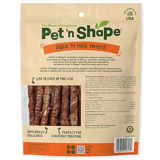 Pet 'n Shape Duck 'n Hide Twists - Duck Wrapped Rawhide Natural Dog Treats, Small, 1 Pound (Pack of 1)