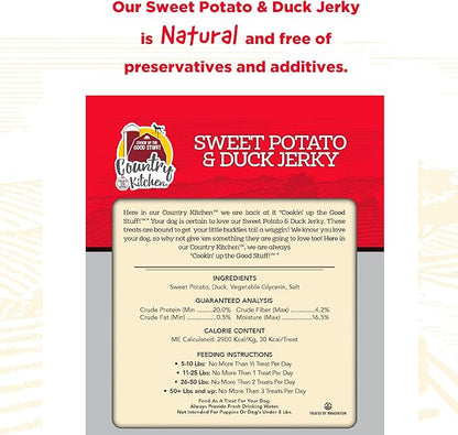 Country Kitchen Sweet Potato & Duck Jerky Tender Dog Treats, Made with Real Duck, High Protein, Low Fat, No Artificial Colors, 16 oz