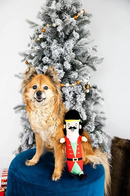Pearhead Holiday Nutcracker Dog Toy, Stuffed Dog Plush Toy, Squeaker Pet Toy, Christmas Dog Toy, Pet Owner Gift, Novelty Pet Toys