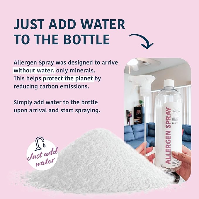 Allergy Asthma Clean Allergen Spray, Pets, Dust Allergies & More, Air & Surface, Just Add Water, Bottle with One Refill, Over 64oz Total