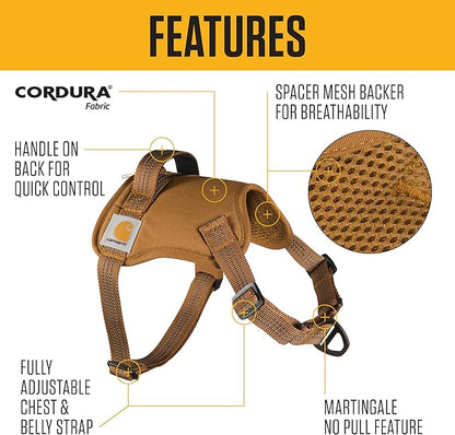 Carhartt Nylon Duck No Pull Dog Harness, Fully Adjustable Dog Harness with Quick Control Handle and Reflective Accents, Deep Wine, Medium