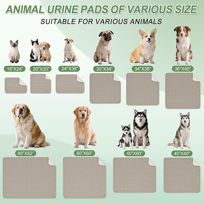 Washable Pee Pads for Dogs, 2 Pack Reusable Puppy Pads Dog Pads, Non-Slip Dog Pee Pads, Leakproof Pet Pee Pads Wee Wee Pads for Dogs. (Brown, 40"x40"(Pack of 2))