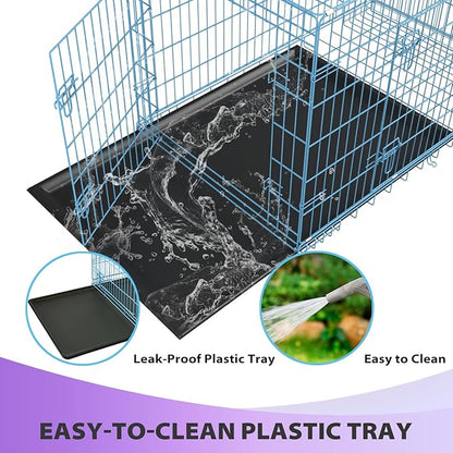 BestPet | Dog Crate | 30" | Blue | Foldable Metal Kennel with Double Doors, Secure Slide-Bolt Latches, Leakproof Tray | Portable Dog Cage for Small Breeds | for Travel, Indoor & Outdoor Use