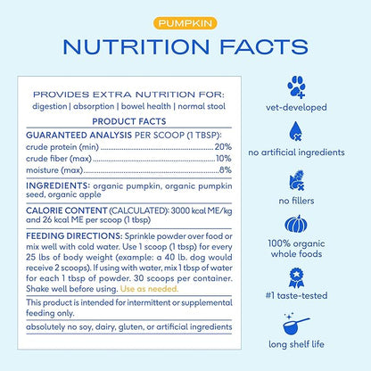 Native Pet Goat Milk Powder for Dogs (120 Scoops) & Pumpkin Powder for Dogs (60 Scoops) - Organic Goat Milk Food Topper for a Healthy Digestive System & Organic Pumpkin Fiber