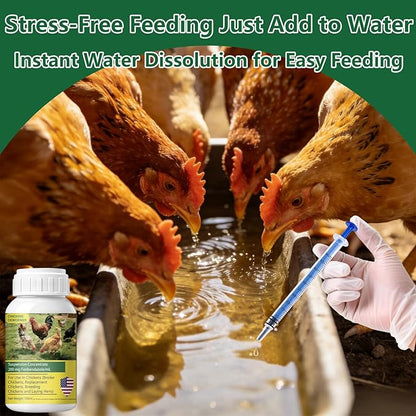 Dewormer for Chickens, Laying Hens, Poultry & More, Fenbendazole for Chickens Dewormer All Wormers,Tapeworms, Roundworms & Hookworms, 100ml（3.4 fl oz）