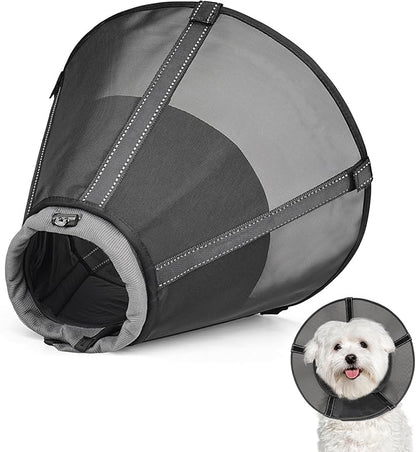 Dog Cone Collar to Stop Licking: Soft Mesh Recovery Collar After Surgery with Detachable Pad, Elizabeth Cone Alternative for Large Medium, Small Dogs, Normal Eating and Drinking (XS, Black Mesh)