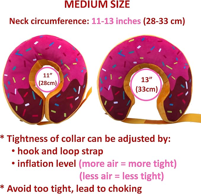 Inflatable Dog Neck Donut Collar for Post Surgery Recovery - Alternative to Elizabethan Collar (Medium Size)