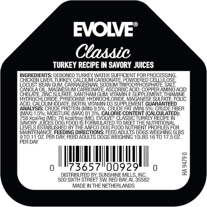 Evolve Classic Crafted Meals Turkey Recipe Dog Food (Pack of 15)