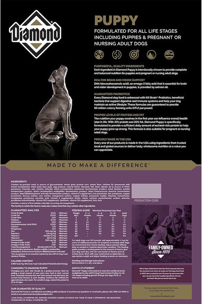 Diamond Puppy Dry Dog Food 31/20 for All Life Stages Including Puppies and Pregnant and Nursing Adult Dogs 6lb Bag