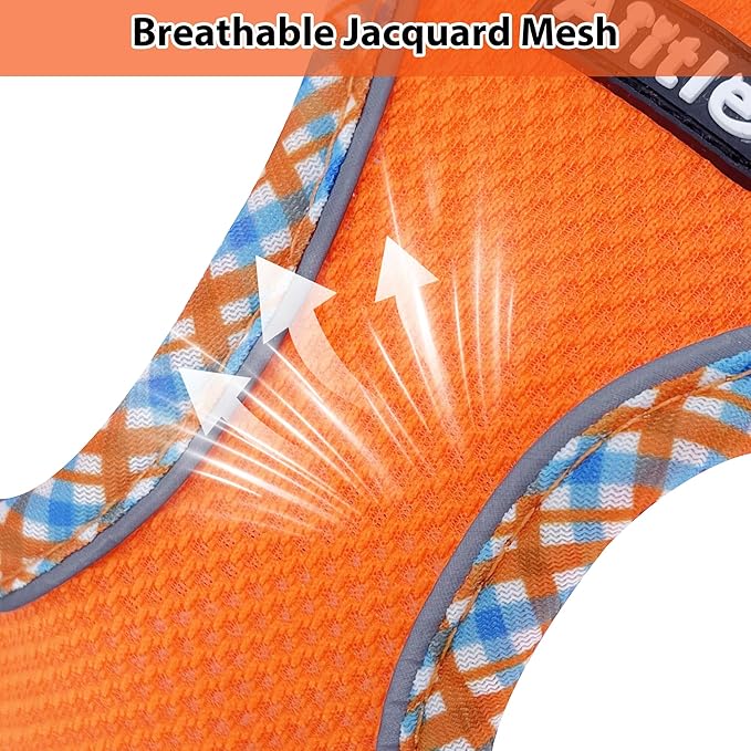 AIITLE Tiny Dog Harness - Lightweight Mesh Step-in Vest for Puppy, Reflective & Escape-Proof Design with High-Stick Magic Tape - Indoor/Outdoor Use for Chihuahua, Maltese, Shih Tzu(Orange, XXXS)