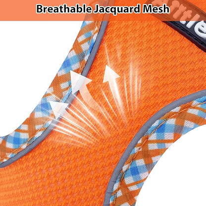 AIITLE Tiny Dog Harness - Lightweight Mesh Step-in Vest for Puppy, Reflective & Escape-Proof Design with High-Stick Magic Tape - Indoor/Outdoor Use for Chihuahua, Maltese, Shih Tzu(Orange, XXXS)