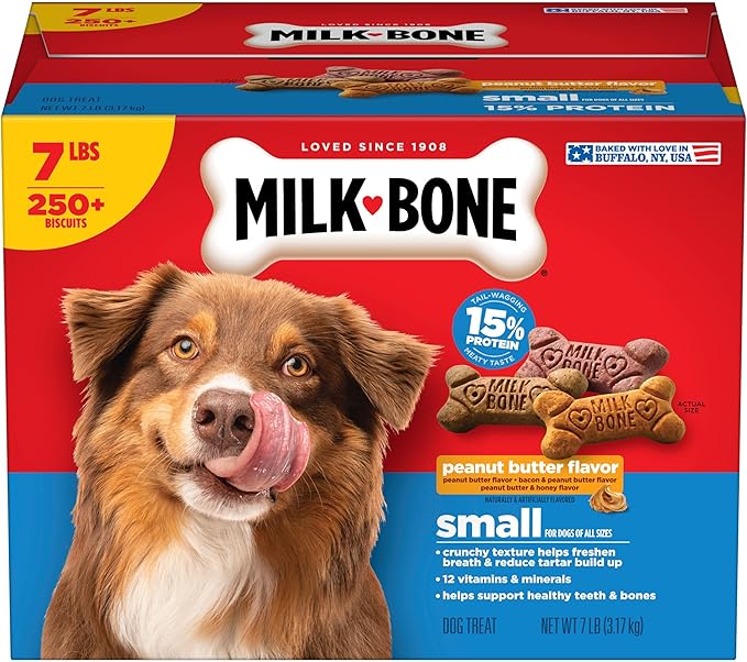 Milk-Bone Peanut Butter Flavor Naturally & Artificially Flavored Dog Biscuits - Crunchy Dog Treats - 7 Pounds (Packaging Design May Vary)