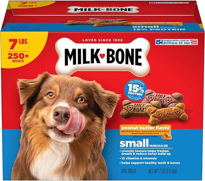 Milk-Bone Peanut Butter Flavor Naturally & Artificially Flavored Dog Biscuits - Crunchy Dog Treats - 7 Pounds (Packaging Design May Vary)
