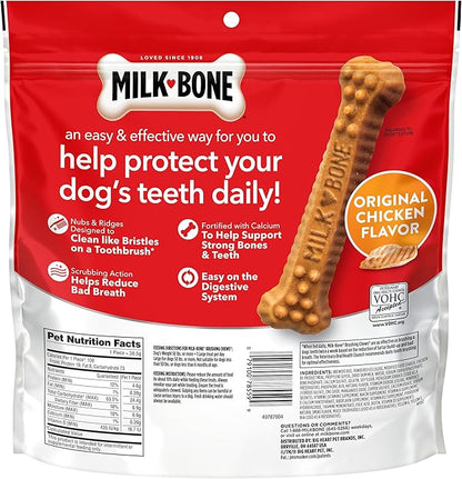 Milk-Bone Brushing Chews Original Chicken Flavor Daily Dental Dog Treats, Large, 24.2 Oz. Bag