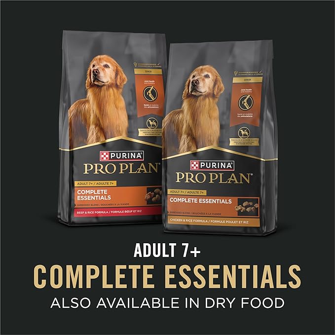 Purina Pro Plan Wet Dog Food for Senior Dogs Adult 7 Plus Chicken and Rice Entree Classic - 13 oz. Cans,(Pack of 24)