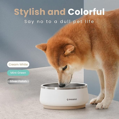 Pawaii Dog Bowl, 68 oz Double-Wall Stainless Steel Food and Water Bowl, Non-Slip Rubber Base, Dishwasher Safe, ID Tag Included, (1 Pack)