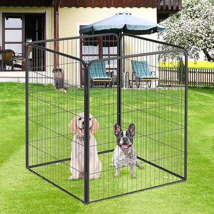 FDW Dog Playpen Dog Pen Dog Kennel 4 Panels 40 Inch Height Indoor Outdoor Folding Metal Portable Puppy Exercise Pen Heavy Duty Dog Fence for Yard Camping,Black
