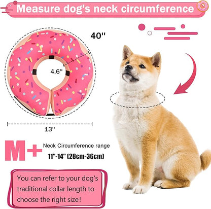 Inflatable Cone Collar for Large Medium Small Dogs, Soft Adjustable Recovery Collar for Dogs Cats,Dog Cone Neck Donut Alternative After Surgery(Pink,Medium+