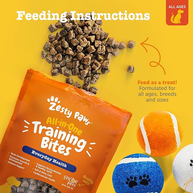 Zesty Paws Training Treats for Dogs & Puppies - Dog Treats for Training - Healthy Dog Chews for Hip, Joint & Muscle Health - for All Breeds and Ages - PB Flavor - 12oz