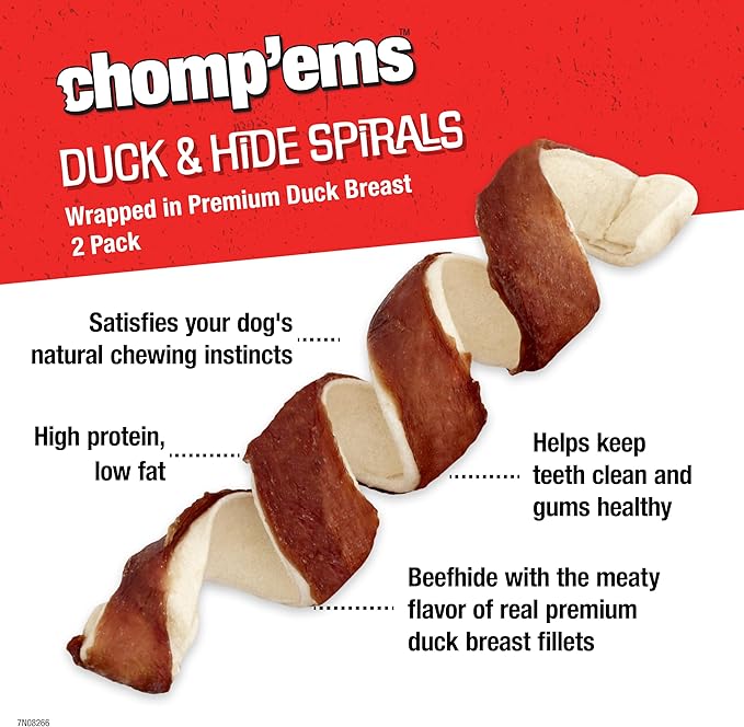 Chomp’ems Premium Beefhide Chews for Dogs, 2 Chews, (Pack of 4)