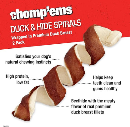 Chomp’ems Premium Beefhide Chews for Dogs, 2 Chews, (Pack of 4)