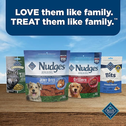 Blue Buffalo Nudges Jerky Bites Dog Treats, Made in the USA with Natural Ingredients, Bite-Sized Pieces, Chicken, 5-oz Bag