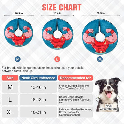 BEAUTYZOO Dog Cone Collar After Surgery for Large Medium Dogs, Soft Dog Cones Alternative to Stop Licking, Comfortable Inflatable Recovery Cones, Dogs Neck Donut Not Block Vision E-Collar, Blue M