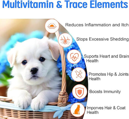 Freeze-Dried Probiotics for Dogs with Enzymes, Omega-3 & Zinc - 6B CFUs, 12 Strains + Prebiotics for Gut, Skin & Coat, Immune & Sensitive Stomach Support - Chicken Flavor, 120 Chews