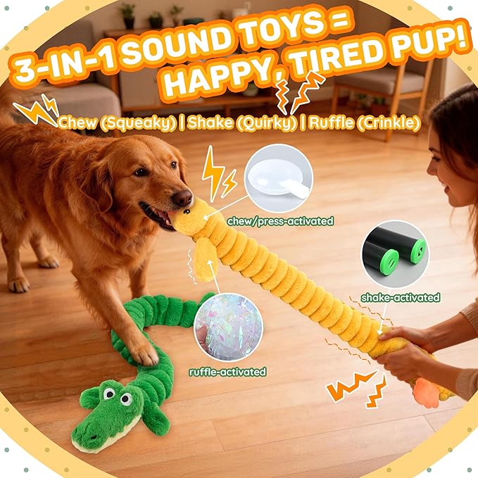LECHONG 2-Pack 40” Extra-Long Squeaky Dog Toys for Large Dogs, Soft Chew Plush Stuffed Animal Dogs Toy, Interactive Tug-of-War Dog Toys for All Dogs to Keep Them Busy