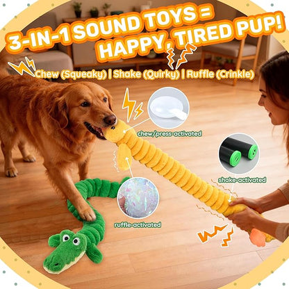 LECHONG 2-Pack 40” Extra-Long Squeaky Dog Toys for Large Dogs, Soft Chew Plush Stuffed Animal Dogs Toy, Interactive Tug-of-War Dog Toys for All Dogs to Keep Them Busy