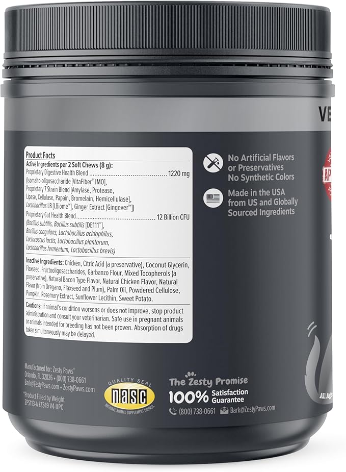 Zesty Paws Vet Strength Probiotics for Dogs, Digestive Health & Gut Flora Support, Dog Supplements, 90 Count (Pack of 2)