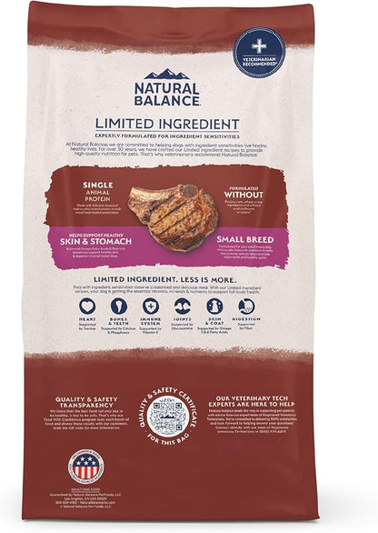 Natural Balance Limited Ingredient Small-Breed Adult Dry Dog Food with Healthy Grains, Beef & Brown Rice, 12 Pound (Pack of 1)