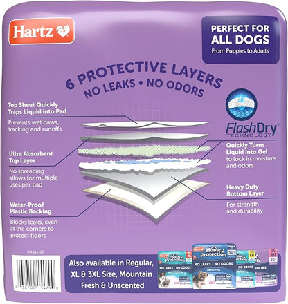Hartz Home Protection Super Absorbent Odor Eliminating Lavender Scented No Leak Dog Pads, XXL 20 count
