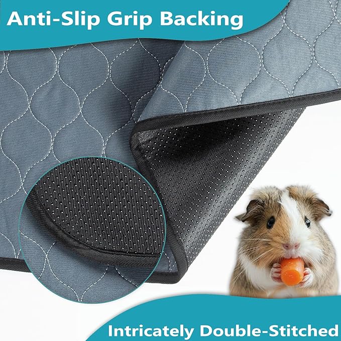 Bunlitent Washable Guinea Pig Cage Liner, 24 x 47 (3 Pack), Waterproof Reusable & Anti Slip Guinea Pig Bedding Fast and Super Absorbent Pee Pad for Small Animals, for Midwest Cage Area