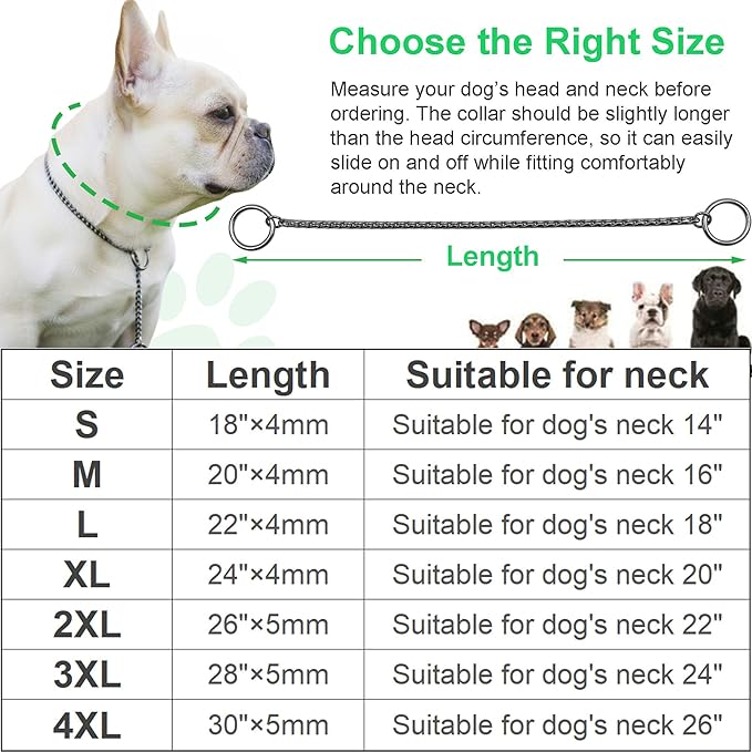 Dog P Snake Chain Chrome Plated Metal Dog Training Choke/Collar-Fully Guaranteed Against Rust Tarnish or Breakage-Recommended for Professional Training (Golden, 5mm * 26")