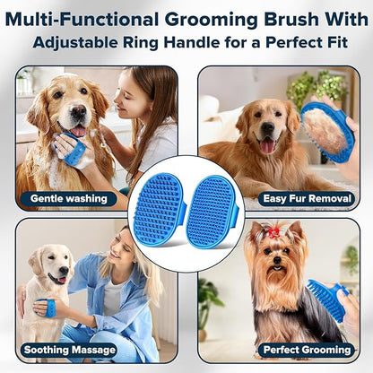 Augwind 6PCS Pet Grooming Kit for Dogs,Cats and Horses | Dog Washing Gloves | Dog Bath Brush | Dog Bath Gloves | Dog Shampoo Brush | Pet Grooming Gloves | Dog Bath Supplies (Navy Blue)