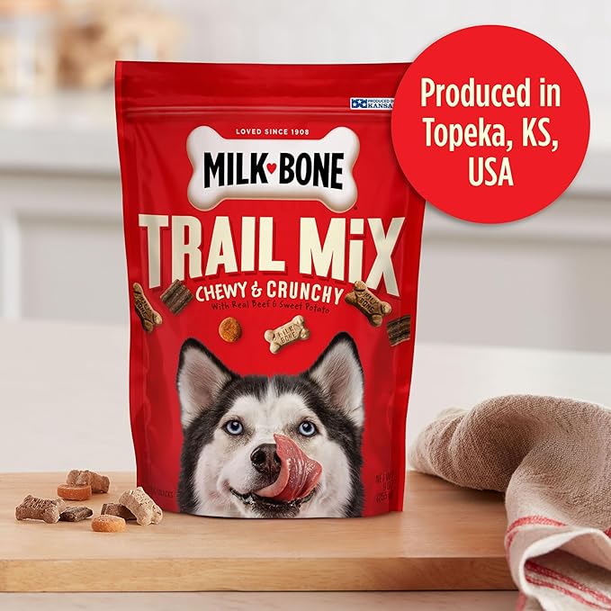 Milk-Bone Trail Mix Dog Treats, Real Beef & Sweet Potato Flavor, 9 Ounces (Pack of 6)