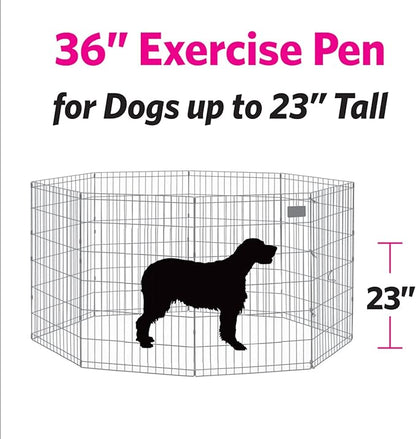 MidWest Homes for Pets 36-Inch Exercise Pen, for Indoor and Outdoor use, 16 Sq Feet of Play, Folding Dog Pen, No Door Design for Maximum Security, Easy to Set Up, Foldable Dog Playpen