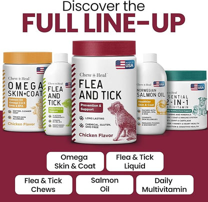 Chewable Flea and Tick Prevention for Dogs - 180 Delicious Soft Chews for Small and Large Dogs - Gluten, GMO, and Corn Free, Made in The USA