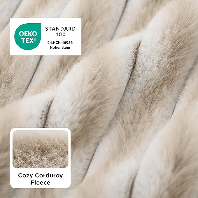 Bedsure ComfyFleece™ Cute Dog Beds Large Sized Dog - Washable Furry Pet Beds, Rectangle Orthopedic Corduroy Fleece Puppy Beds with Removable Zipper Cover, 36x27x8inches, Amphora