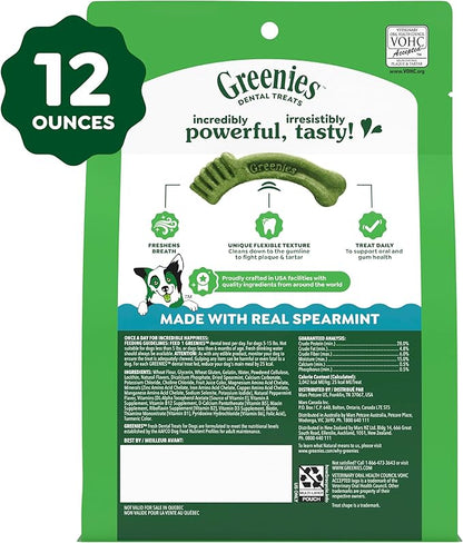 Greenies Dog Treats Veterinarian-Recommended Natural Dental Treats for Dogs, Teenie Size, Fresh Flavor, 12 oz. Pack, 43 Count
