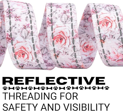 EcoBark Dog Leash - Soft & Reflective Comfort Leash with Padded Handle - Safe, Strong, & Durable for Small, Medium or Large Dogs (Floral)