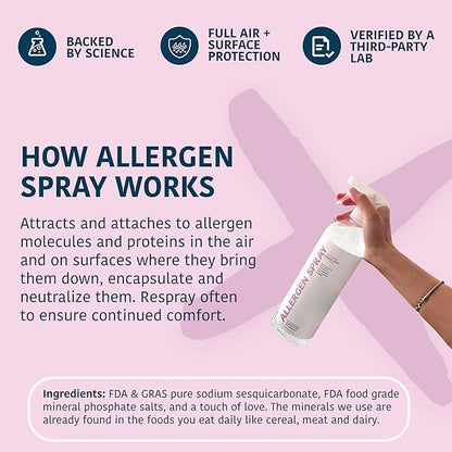 Allergy Asthma Clean Allergen Spray, Pets, Dust Allergies & More, Air & Surface, Just Add Water, Bottle, Over 33oz
